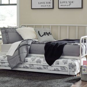 Trentlore - White - Twin Metal Day Bed With Trundle
