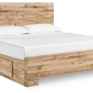 Hyanna - Tan Brown - King Panel Bed With 2 Side Storage