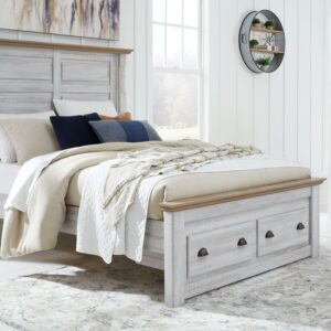 Haven Bay - Brown / Beige - Queen Panel Storage Bed