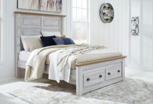 Haven Bay - Brown / Beige - Queen Panel Storage Bed