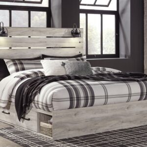 Cambeck - Whitewash - King Panel Bed With 4 Storage Drawers