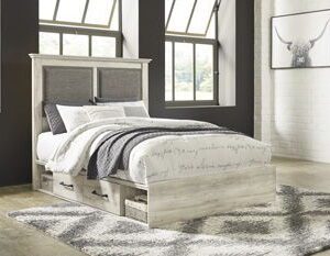 Cambeck - Whitewash - Queen Upholstered Panel Bed With 2 Side Under Bed Storage
