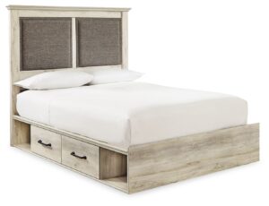 Cambeck - Whitewash - Queen Upholstered Panel Storage Bed