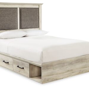Cambeck - Whitewash - Queen Upholstered Panel Storage Bed