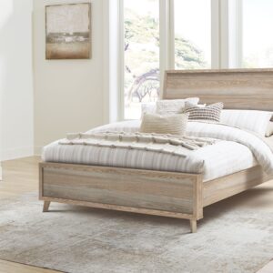 Hasbrick - Tan - Queen Panel Bed With Framed Panel Footboard