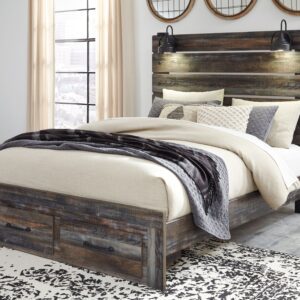 Drystan - Brown / Beige - Queen Panel Bed With 2 Storage Drawers
