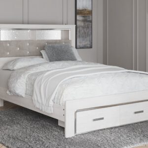 Altyra - White - Queen Panel Bookcase Bed With Footboard Storage