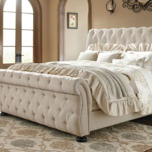 Willenburg - Linen - King Upholstered Bed