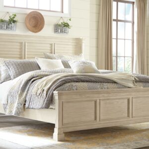 Bolanburg - Antique White - King Panel Bed - Louvered Headboard