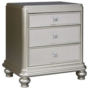 Coralayne - Silver - Three Drawer Night Stand