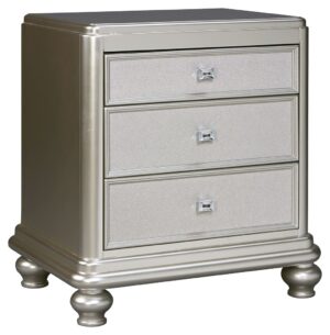 Coralayne - Silver - Three Drawer Night Stand