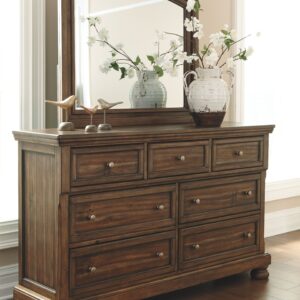 Flynnter - Medium Brown - Dresser, Mirror