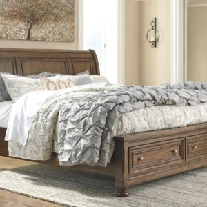 Flynnter - Medium Brown - Queen Storage Sleigh Bed