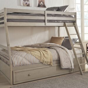 Lettner - Light Gray - Twin Over Full Bunk Bed With 1 Large Storage Drawer