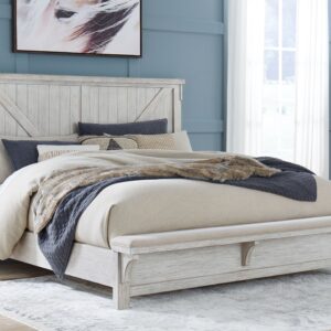 Brashland - White - Queen Panel Bed With Bench Footboard