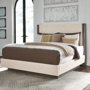 Anibecca - Weathered Gray - Queen Upholstered Bed