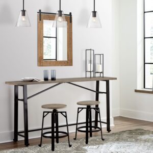 Lesterton - Light Brown / Black - 3 Pc. - Long Counter Table, 2 Stools