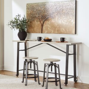 Karisslyn - Whitewash / Black - 3 Pc. - Long Counter Table, 2 Stools