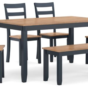 Gesthaven - Natural / Blue - Dining Room Table Set (Set of 6)