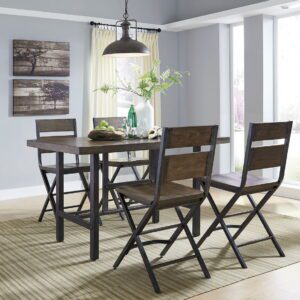 Kavara - Medium Brown - 5 Pc. - Counter Table, 4 Barstools