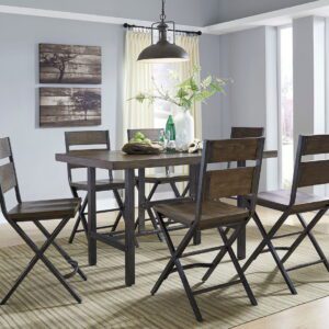 Kavara - Medium Brown - 7 Pc. - Counter Table, 6 Barstools