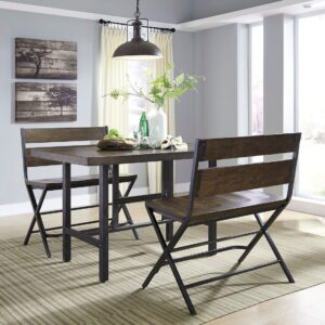 Kavara - Medium Brown - 3 Pc. - Counter Table, 2 Double Barstools