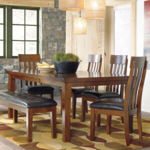 Ralene - Light Brown - 6 Pc. - Extension Table, 4 Side Chairs, Bench