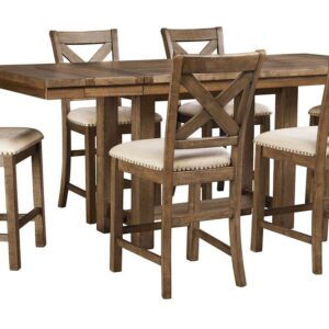 Moriville - Dark Gray - 7 Pc. - Counter Extension Table, 6 Barstools