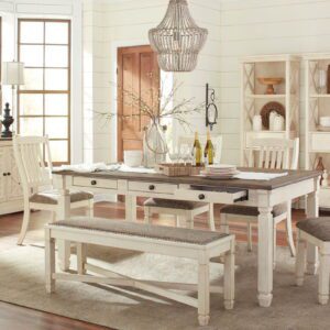 Bolanburg - Beige - 10 Pc. - Dining Room Table, 4 Side Chairs, Bench, Server, 3 Cabinets