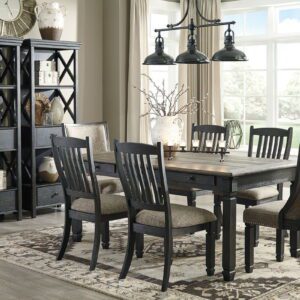 Tyler Creek - Dark Gray - 9 Pc. - Dining Room Table, 4 Side Chairs, 2 Upholstered Side Chairs, 2 Cabinets