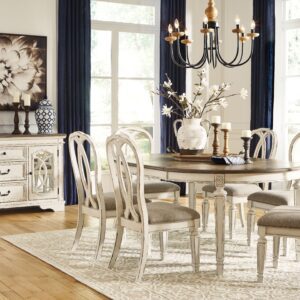 Realyn - White - 8 Pc. - Extension Table, 6 Ribbon Back Side Chairs, Server