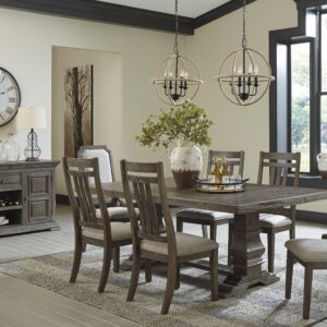 Wyndahl - Dark Brown - 8 Pc. - Extension Table, 4 Slatback Side Chairs, 2 Side Chairs