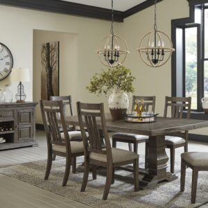 Wyndahl - Dark Brown - 8 Pc. - Extension Table, 6 Slatback Side Chairs