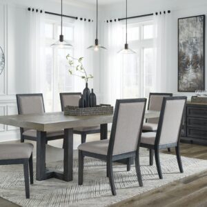 Foyland - Black / Brown - 7 Pc. - Dining Room Table, 6 Side Chairs