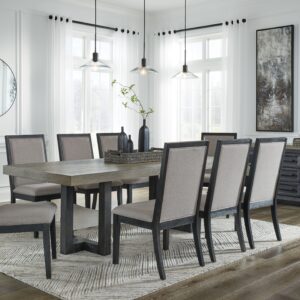 Foyland - Black / Brown - 9 Pc. - Dining Room Table, 8 Side Chairs