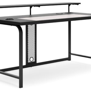 Lynxtyn - Black - Home Office Desk With Led Lighting