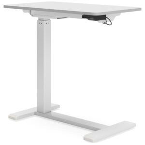Lynxtyn - Taupe / White - Adjustable Height Side Desk
