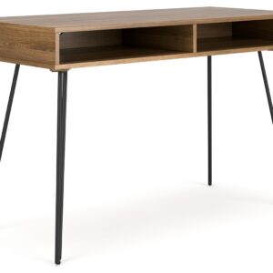 Strumford - Brown / Black - Home Office Desk With 2 Open Storages