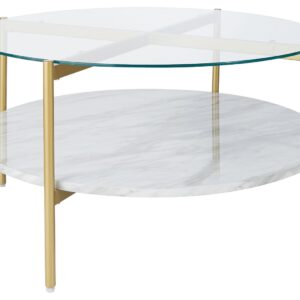 Wynora - White / Gold - Round Cocktail Table