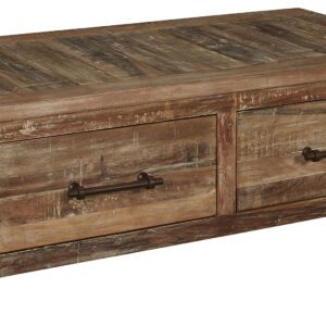 Randale - Distressed Brown - Cocktail Table With Storage