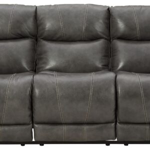 Edmar - Charcoal - Pwr Rec Sofa With Adj Headrest