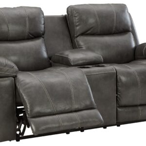 Edmar - Charcoal - Pwr Rec Loveseat/Con/Adj Hdrst