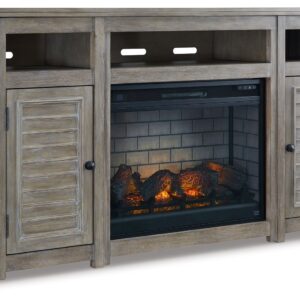 Moreshire - Bisque - 72" TV Stand With Electric Infrared Fireplace Insert