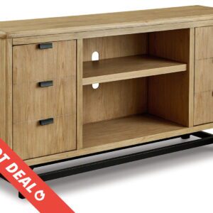Freslowe - Light Brown / Black - LG TV Stand W/Fireplace Option