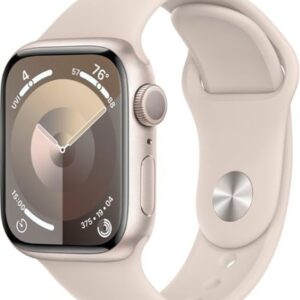 Apple Watch Series 9 (GPS) 41mm Starlight Aluminum Case with Starlight Sport Band with Blood Oxygen - M/L - Starlight