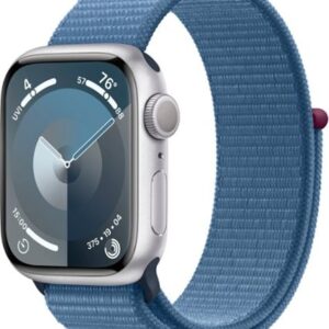 Apple Watch Series 9 (GPS) 41mm Silver Aluminum Case with Winter Blue Sport Loop with Blood Oxygen - Silver