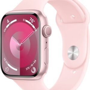 Apple Watch Series 9 (GPS) 41mm Pink Aluminum Case with Light Pink Sport Band with Blood Oxygen - S/M - Pink