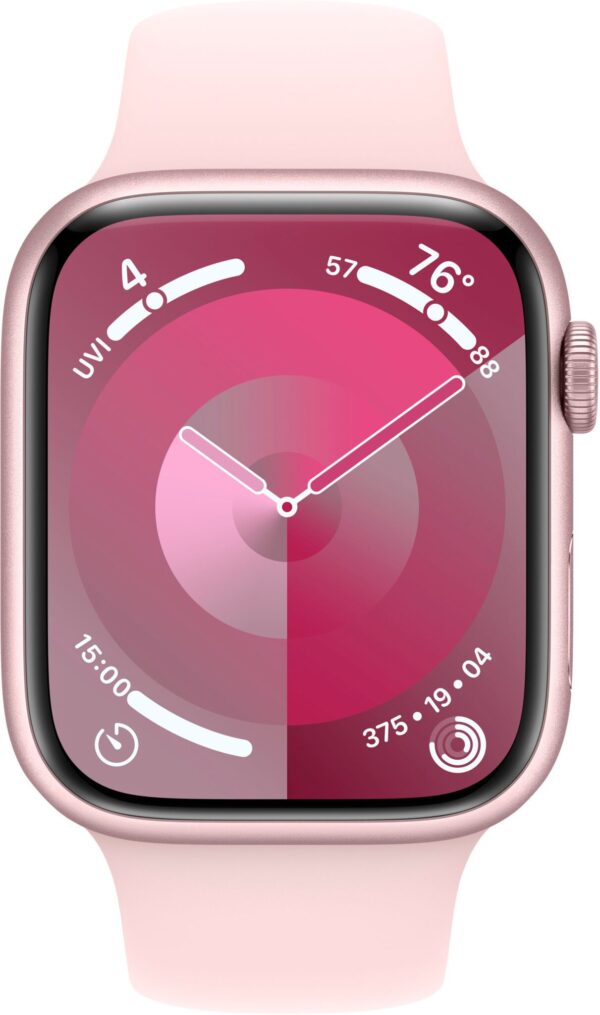 Apple Watch Series 9 (GPS) 41mm Pink Aluminum Case with Light Pink Sport Band with Blood Oxygen - S/M - Pink