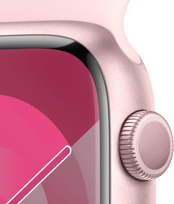 Apple Watch Series 9 (GPS) 41mm Pink Aluminum Case with Light Pink Sport Band with Blood Oxygen - S/M - Pink