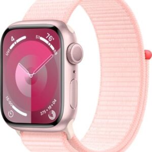 Apple Watch Series 9 (GPS) 41mm Pink Aluminum Case with Light Pink Sport Loop with Blood Oxygen - Pink